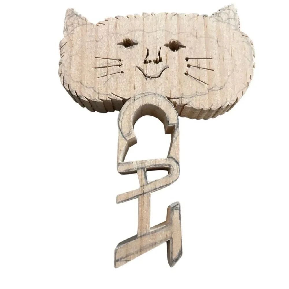Hand Carved Wooden Cat